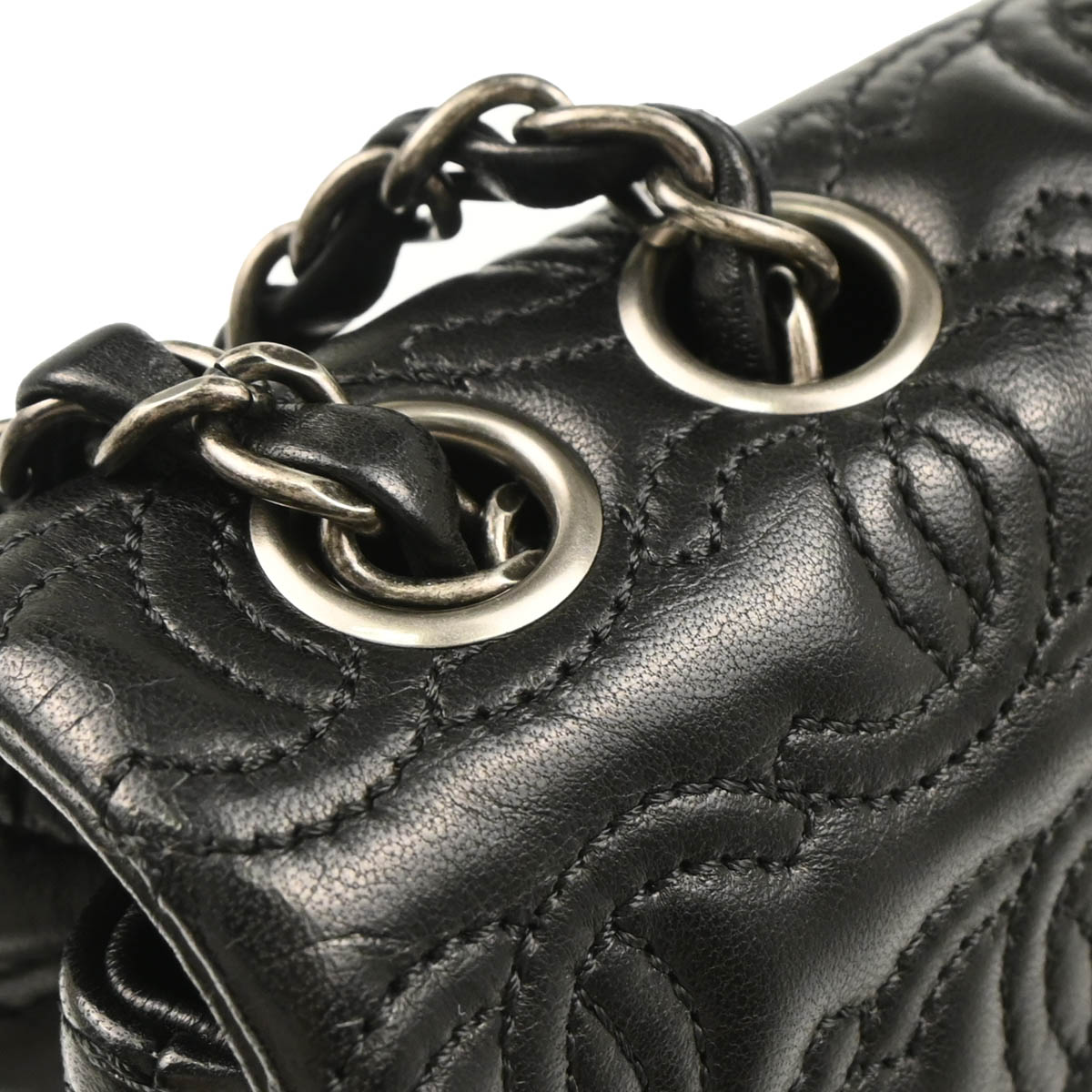 Chanel 2014 Black Lambskin CC Stitch Shoulder Bag