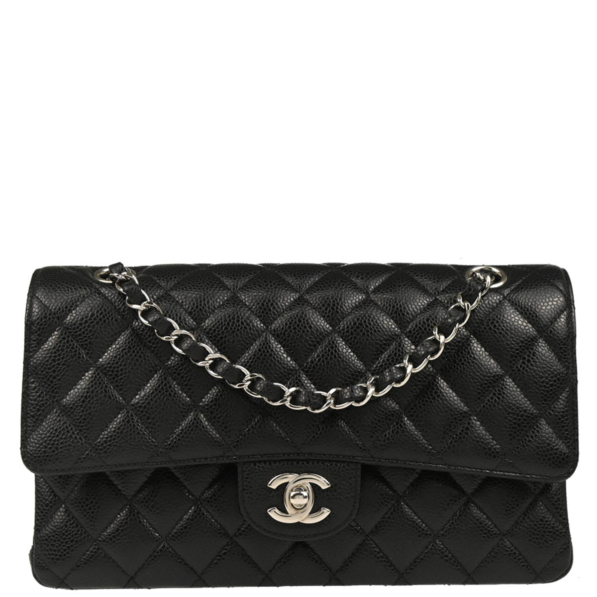 Chanel 2017-2018 Black Caviar Medium Classic Double Flap Shoulder Bag