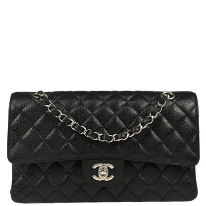 Chanel 2017-2018 Black Caviar Medium Classic Double Flap Shoulder Bag