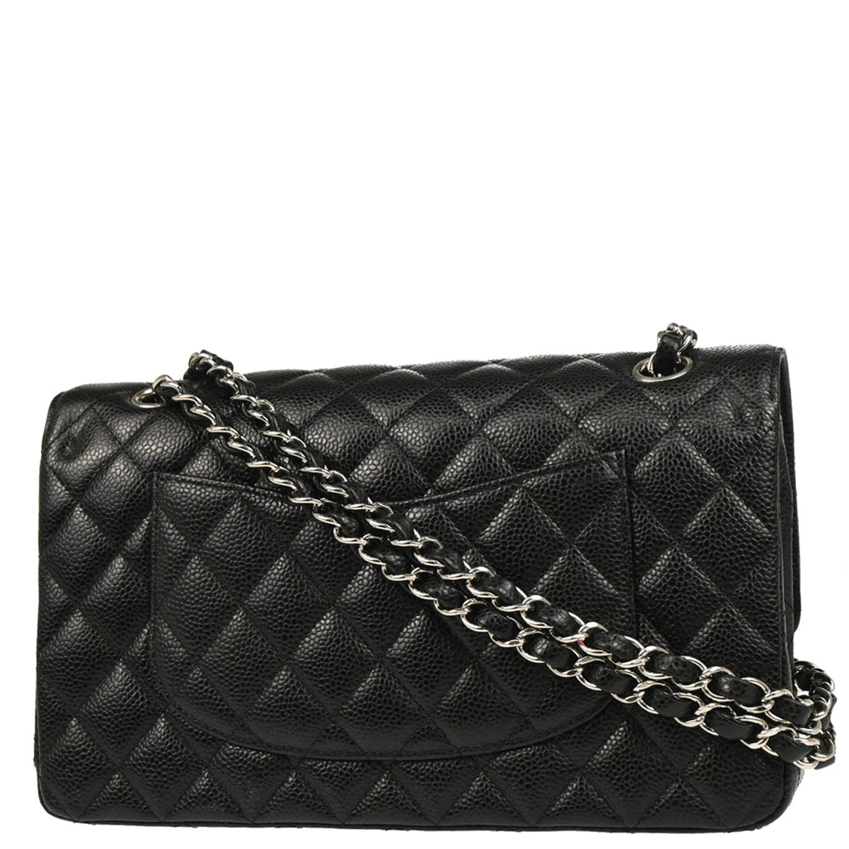 Chanel 2017-2018 Black Caviar Medium Classic Double Flap Shoulder Bag