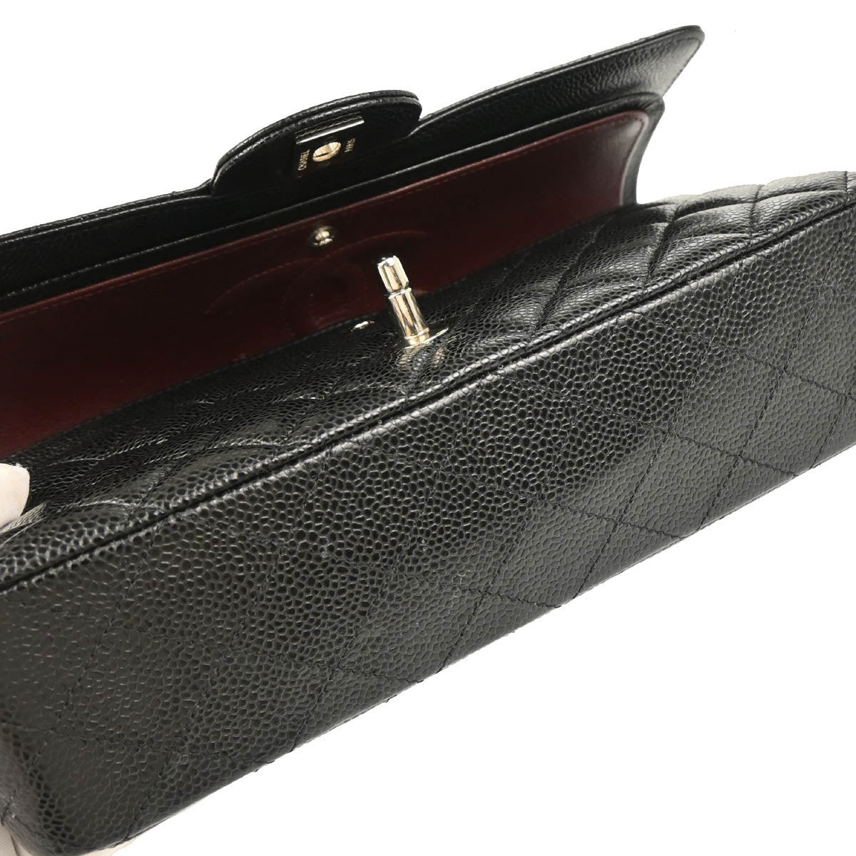 Chanel 2017-2018 Black Caviar Medium Classic Double Flap Shoulder Bag