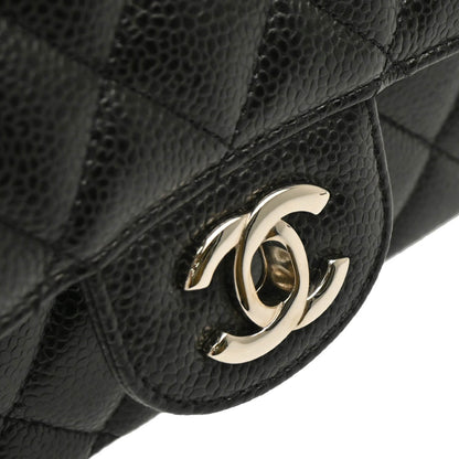 Chanel 2017-2018 Black Caviar Medium Classic Double Flap Shoulder Bag