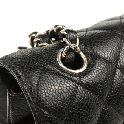 Chanel 2017-2018 Black Caviar Medium Classic Double Flap Shoulder Bag