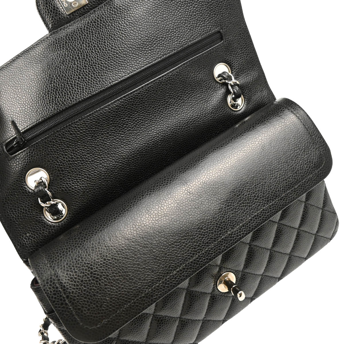 Chanel 2017-2018 Black Caviar Medium Classic Double Flap Shoulder Bag