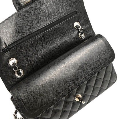 Chanel 2017-2018 Black Caviar Medium Classic Double Flap Shoulder Bag