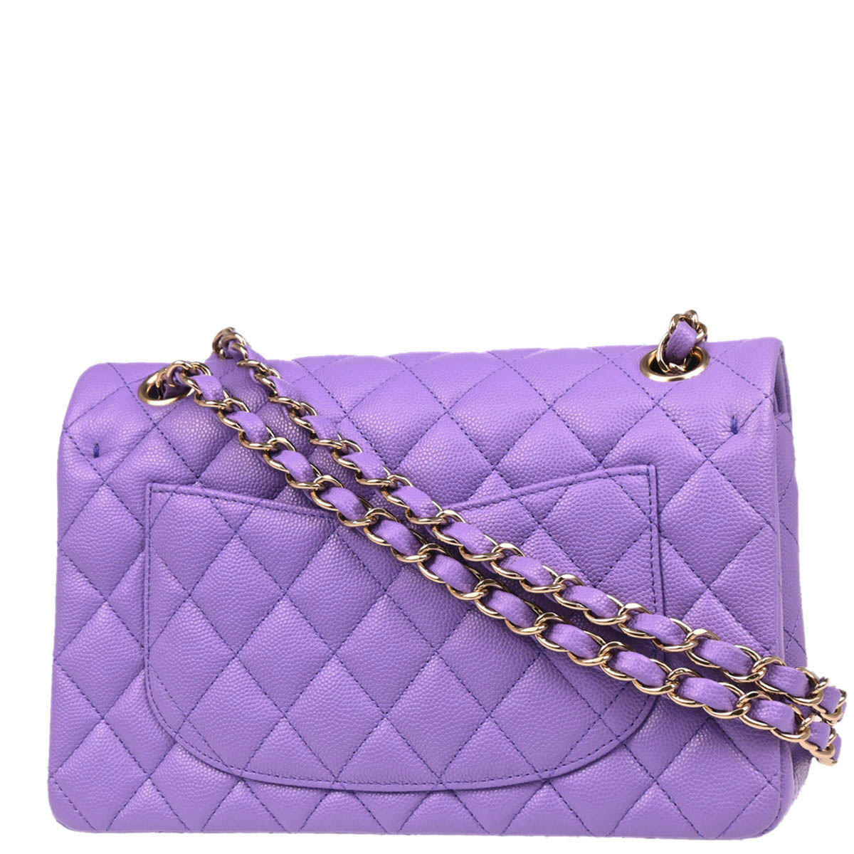 Chanel 2019 Purple Caviar Small Classic Double Flap Shoulder Bag
