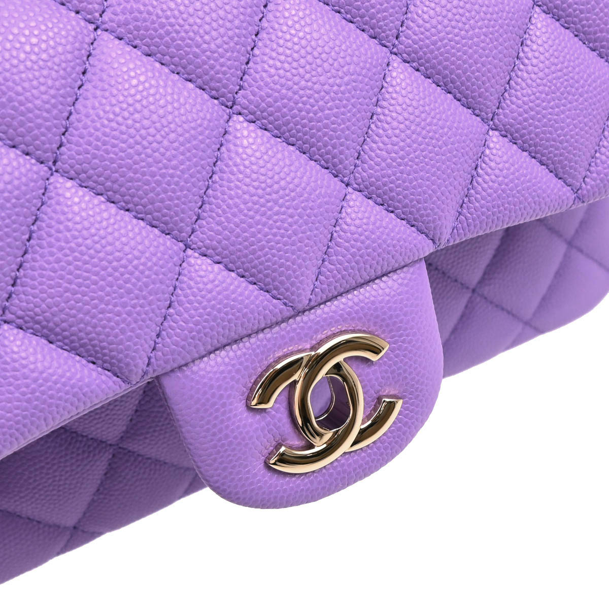 Chanel 2019 Purple Caviar Small Classic Double Flap Shoulder Bag