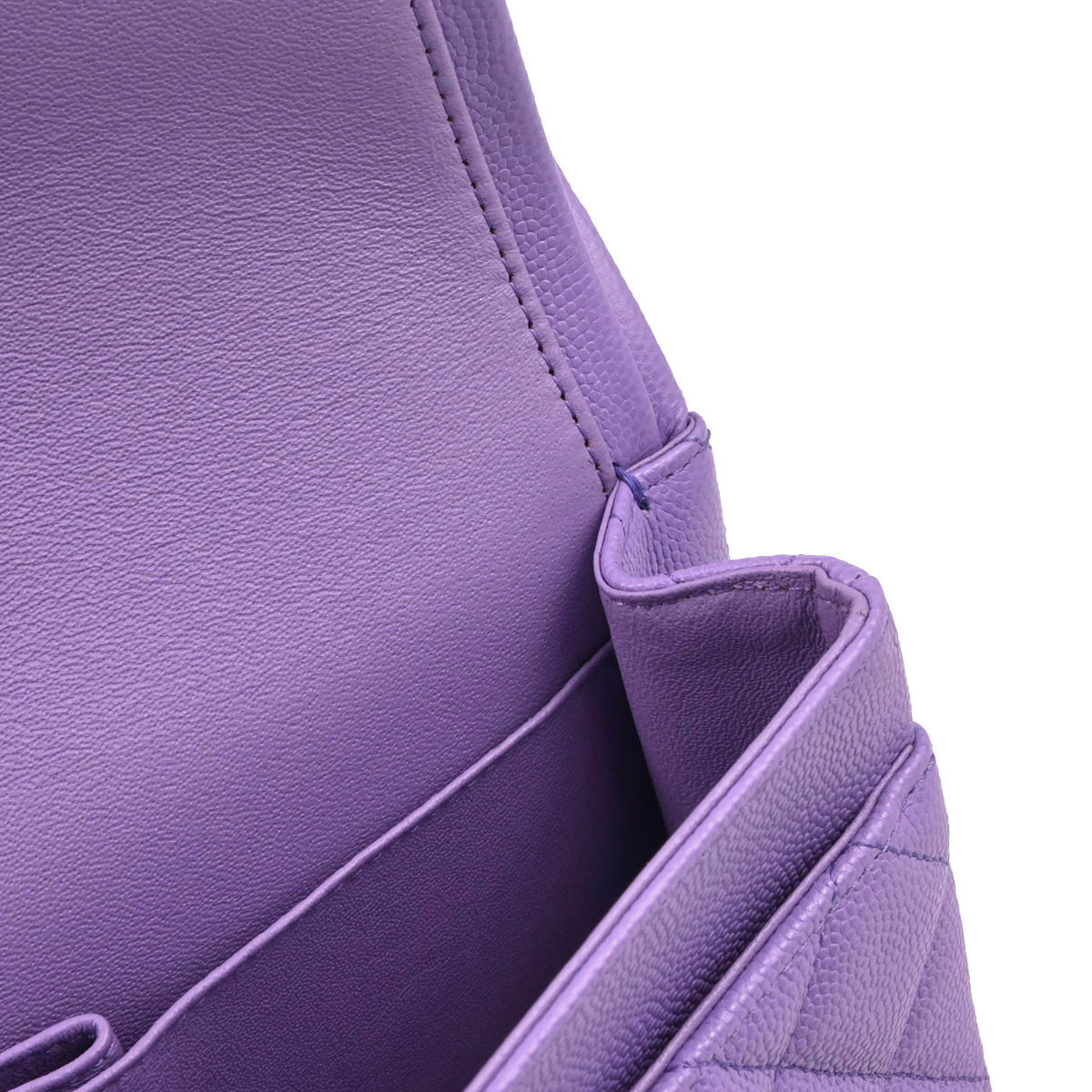 Chanel 2019 Purple Caviar Small Classic Double Flap Shoulder Bag