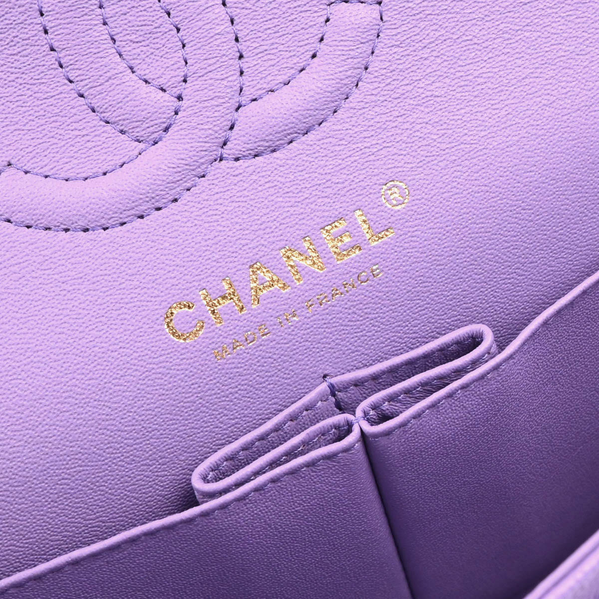 Chanel 2019 Purple Caviar Small Classic Double Flap Shoulder Bag