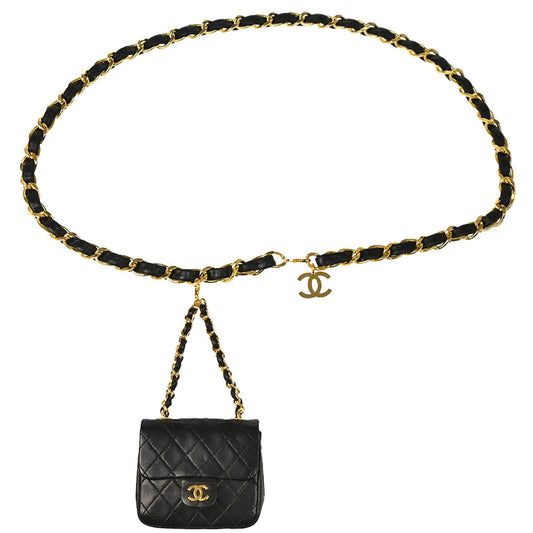 Chanel Black Lambskin Classic Flap Micro Bum Belt Bag