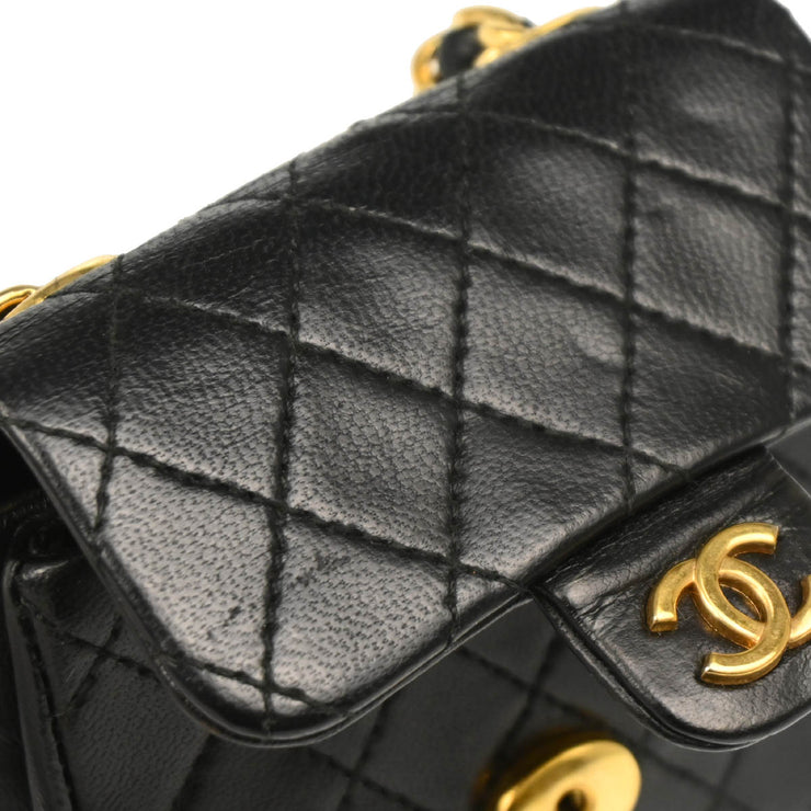 Chanel Black Lambskin Classic Flap Micro Bum Belt Bag