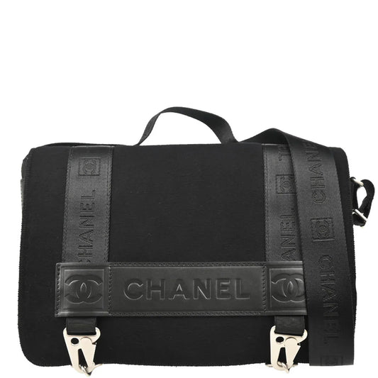 Chanel 2005-2006 Black Felt Nylon Sport Line 2way Shoulder Handbag