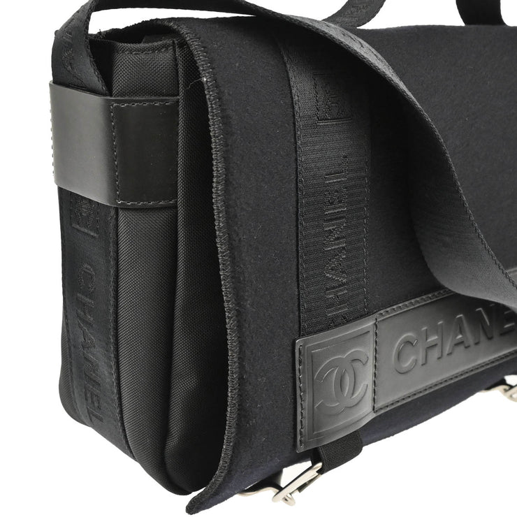 Chanel 2005-2006 Black Felt Nylon Sport Line 2way Shoulder Handbag