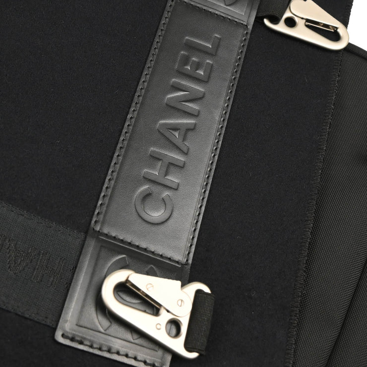 Chanel 2005-2006 Black Felt Nylon Sport Line 2way Shoulder Handbag