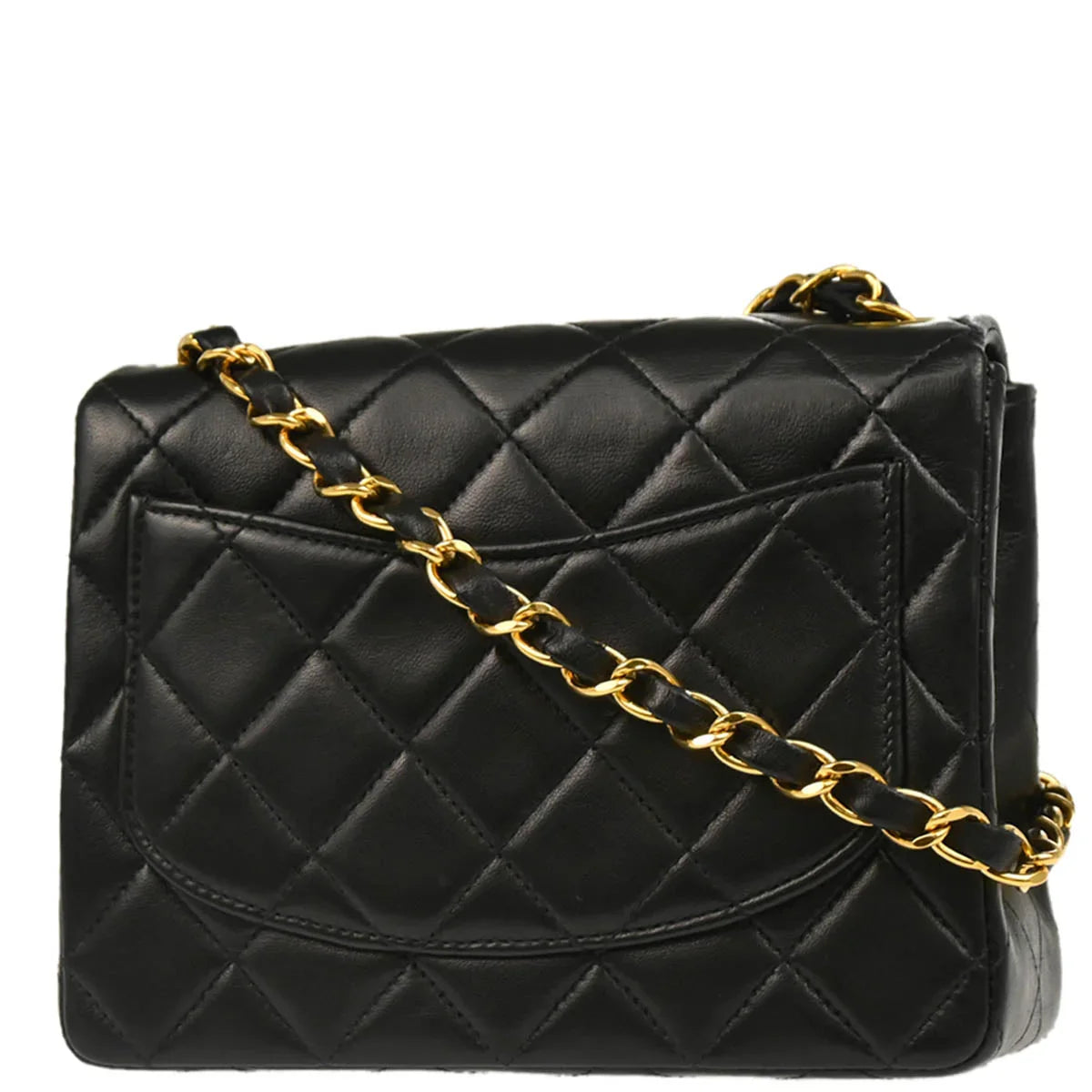 Chanel 1997-1999 Black Lambskin Mini Classic Square Flap Shoulder Bag