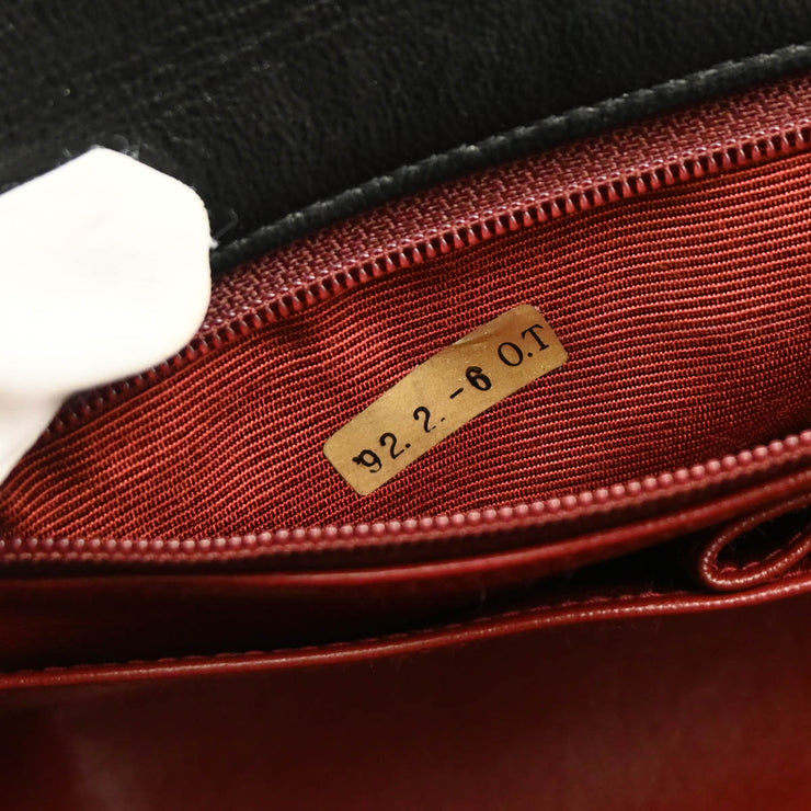 Chanel 1989-1991 Black Lambskin Turnlock Small Full Flap Shoulder Bag