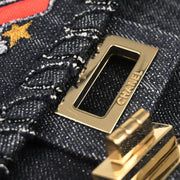 Chanel 2005-2006 Indigo Denim Night Flight Mademoiselle Lock Shoulder Bag