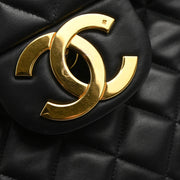 Chanel 1991-1994 Black Lambskin Maxi Classic Flap Shoulder Bag
