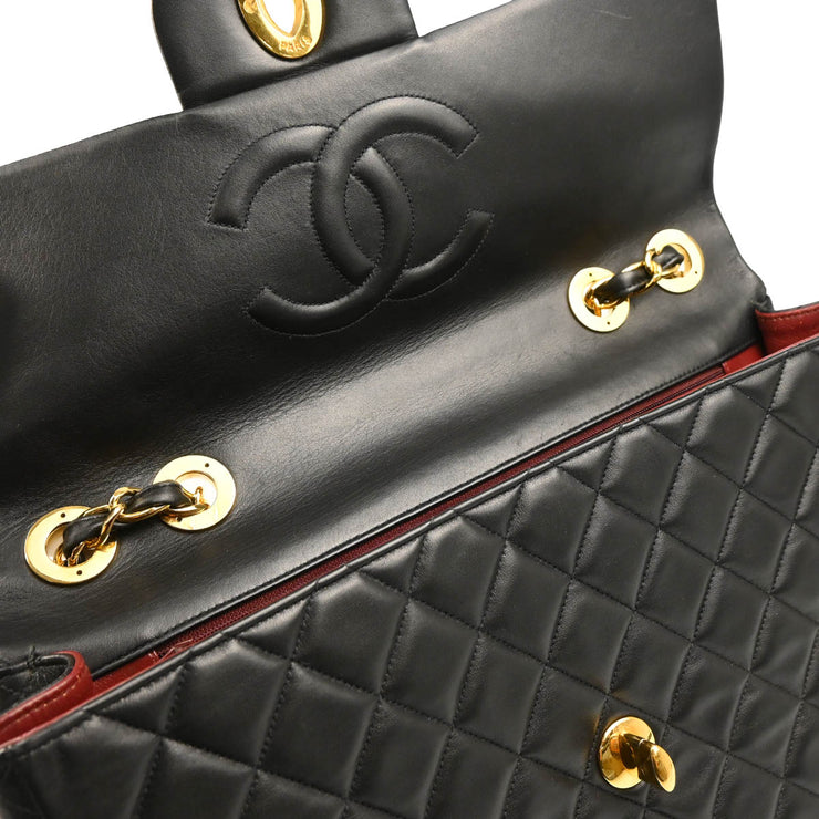 Chanel 1991-1994 Black Lambskin Maxi Classic Flap Shoulder Bag