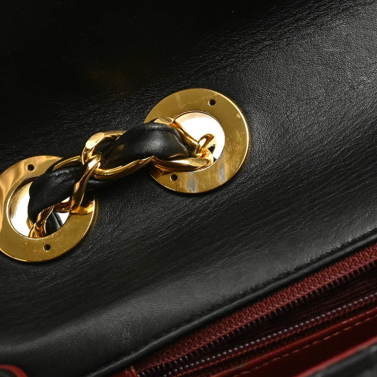 Chanel 1991-1994 Black Lambskin Maxi Classic Flap Shoulder Bag