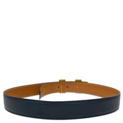 Hermes Blue Indigo Box Calf Constance Reversible Belt #75 Small Good