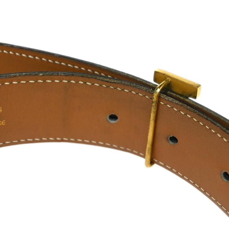 Hermes Blue Indigo Box Calf Constance Reversible Belt #75 Small Good