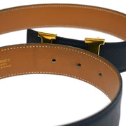 Hermes Blue Indigo Box Calf Constance Reversible Belt #75 Small Good