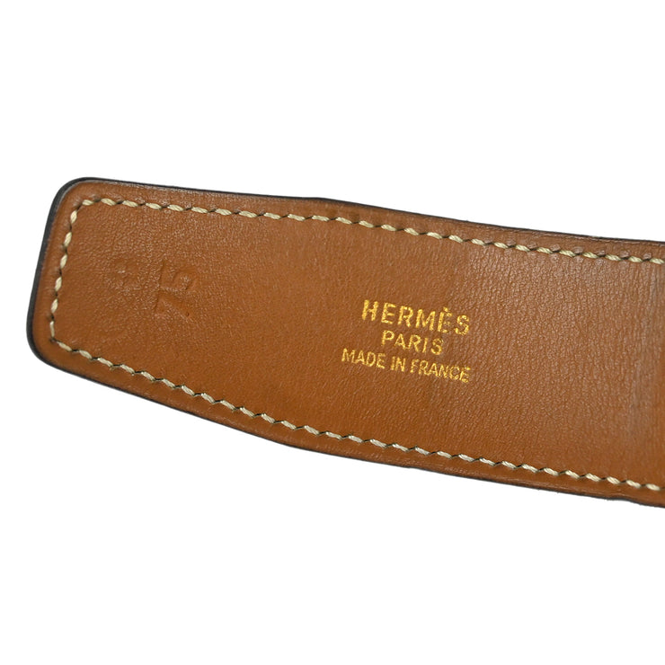 Hermes Blue Indigo Box Calf Constance Reversible Belt #75 Small Good
