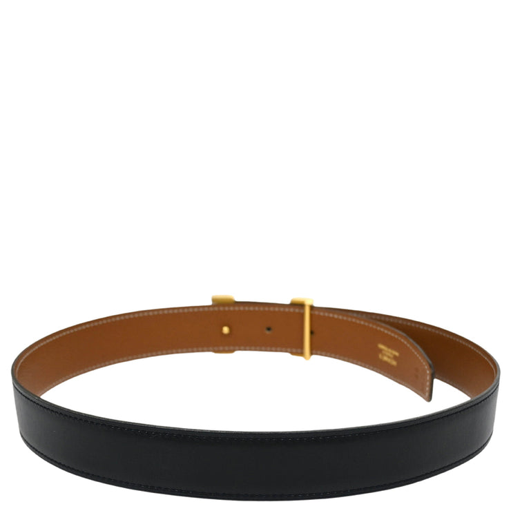 Hermes Black Box Calf Constance Reversible Belt #68 Small Good