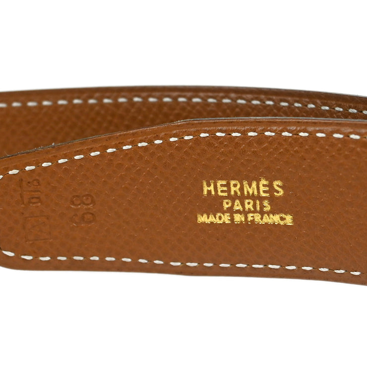 Hermes Black Box Calf Constance Reversible Belt #68 Small Good