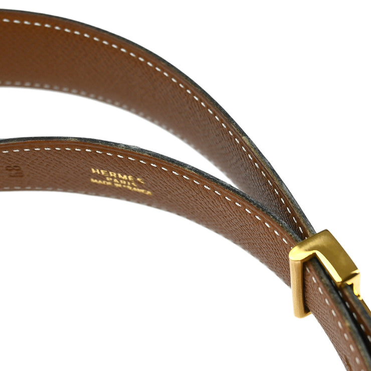 Hermes Black Box Calf Constance Reversible Belt #68 Small Good