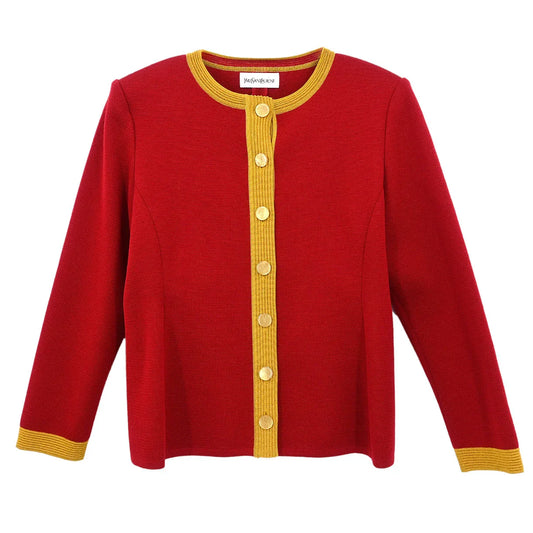 Yves Saint Laurent Single Breasted Collarless Jacket Red #M