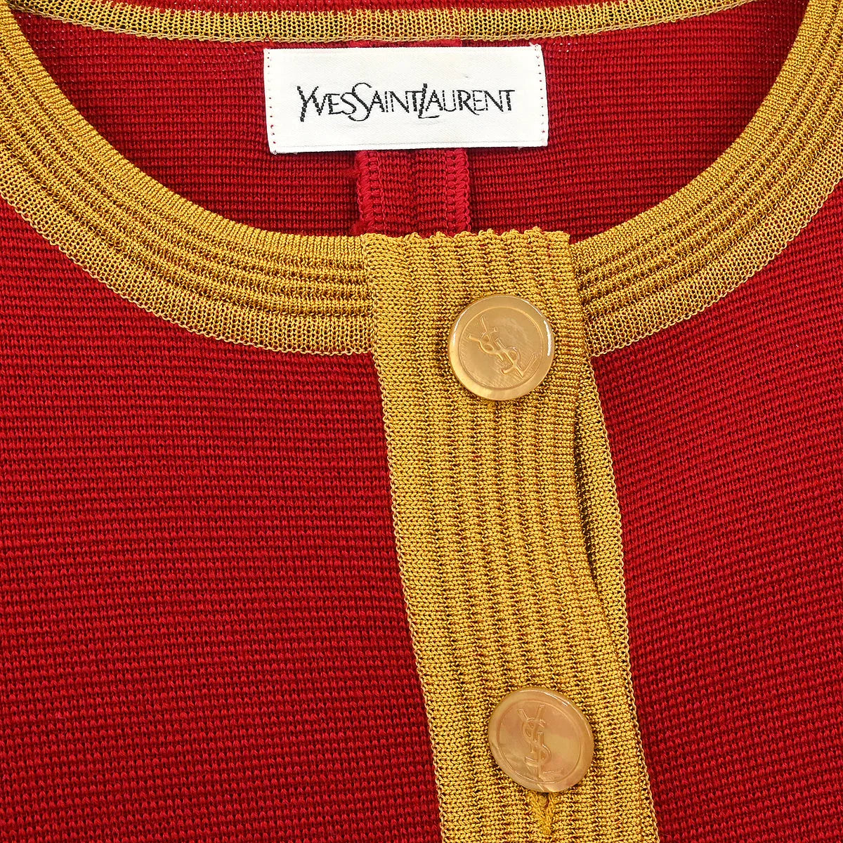 Yves Saint Laurent Single Breasted Collarless Jacket Red #M