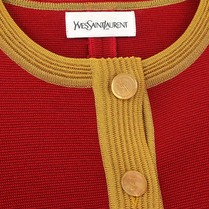 Yves Saint Laurent Single Breasted Collarless Jacket Red #M