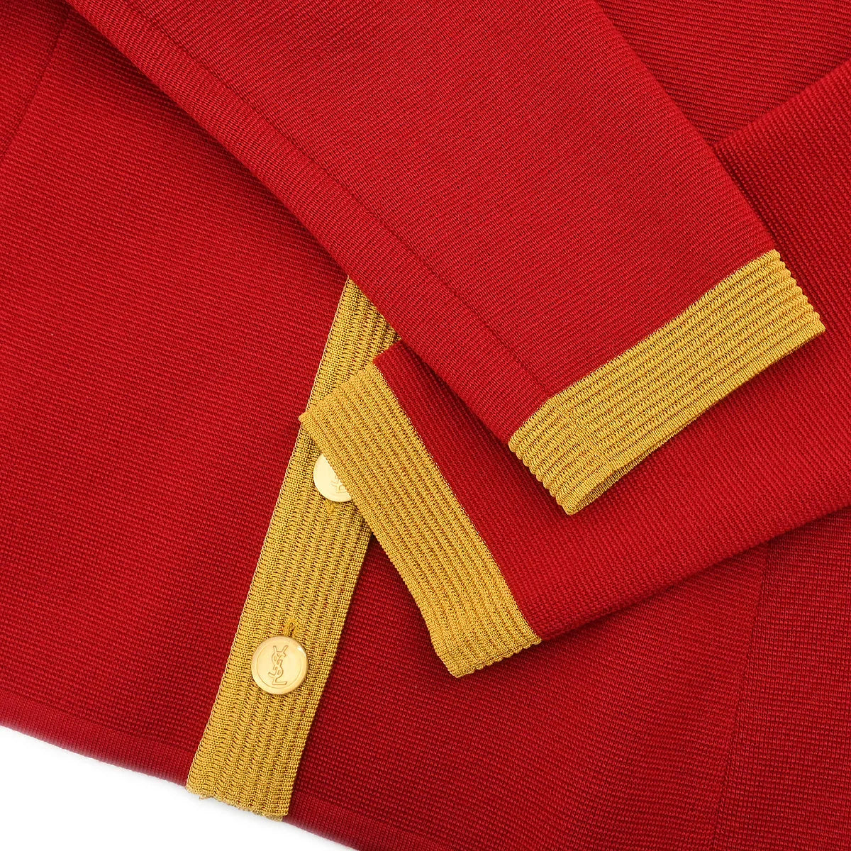 Yves Saint Laurent Single Breasted Collarless Jacket Red #M