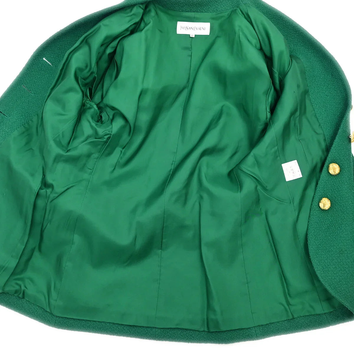 Yves Saint Laurent Single Breasted Collarless Jacket Green #40