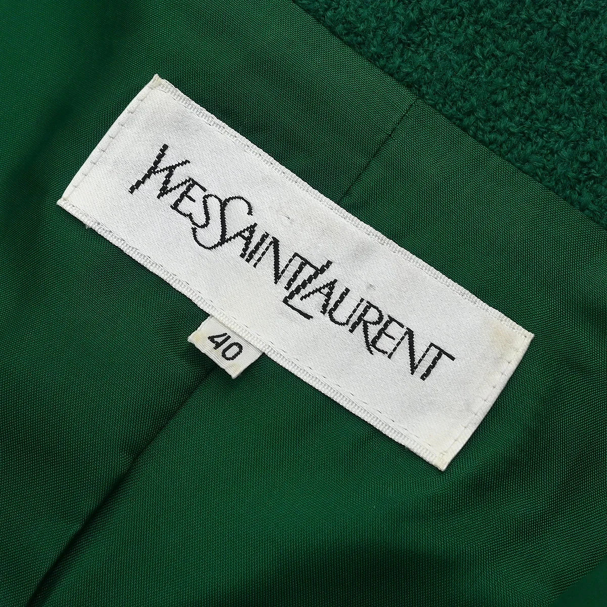 Yves Saint Laurent Single Breasted Collarless Jacket Green #40