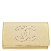 Chanel 2005-2006 White Caviar Six Hook Key Case Small Good