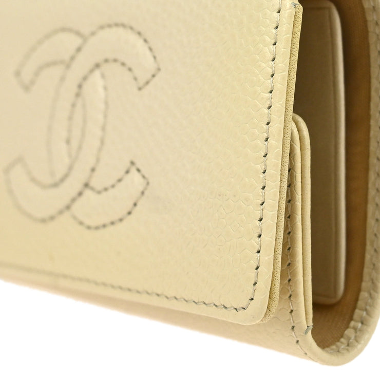 Chanel 2005-2006 White Caviar Six Hook Key Case Small Good