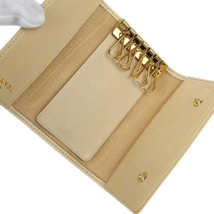 Chanel 2005-2006 White Caviar Six Hook Key Case Small Good