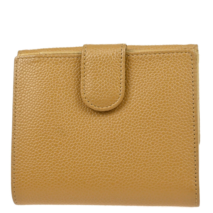 Chanel 2003-2004 Beige Caviar Bifold Wallet