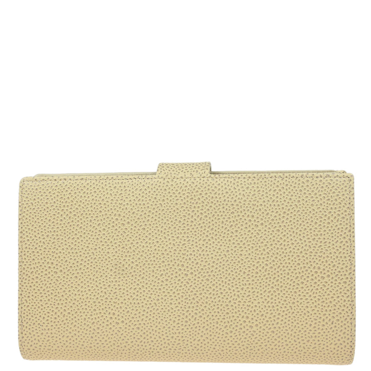 Chanel 2000-2002 White Caviar Long Bifold Wallet Purse