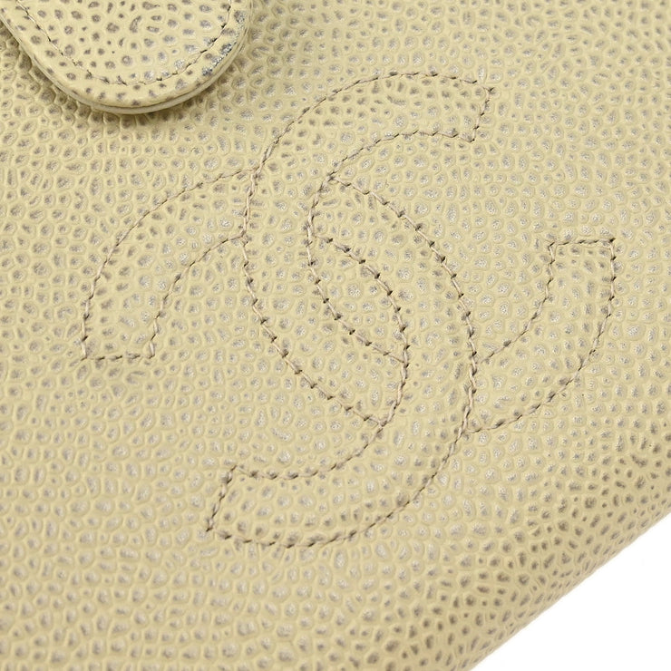 Chanel 2000-2002 White Caviar Long Bifold Wallet Purse