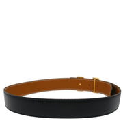 Hermes Black Box Calf Constance Reversible Belt #75 Small Good