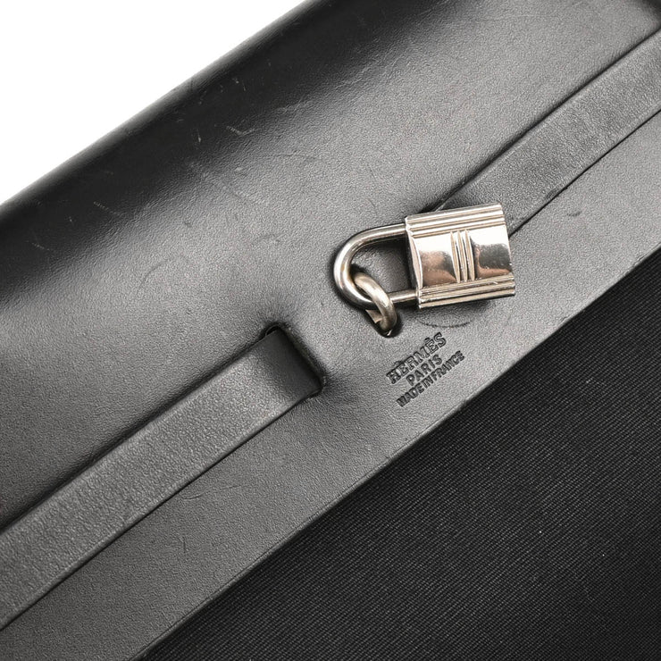 Hermes 2000 Black Toile Officier Herbag MM 2 in 1 2way Shoulder Handbag