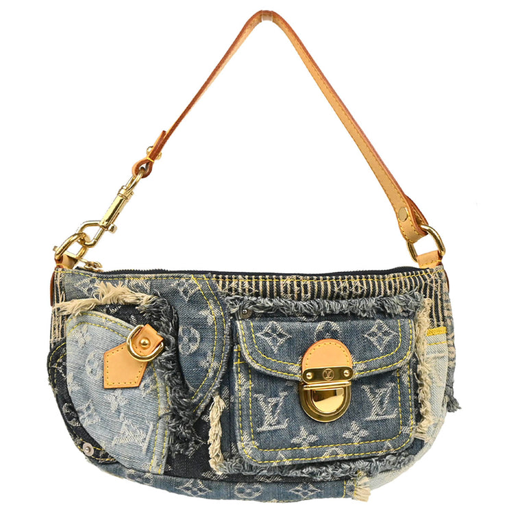 Louis Vuitton 2007 Blue Monogram Denim Patchwork Pouchy Handbag M95382