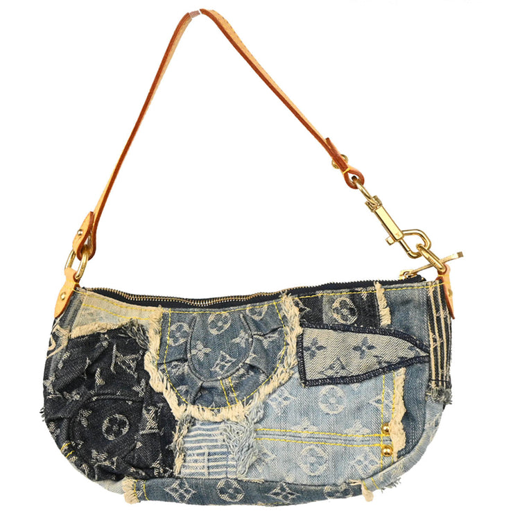 Louis Vuitton 2007 Blue Monogram Denim Patchwork Pouchy Handbag M95382