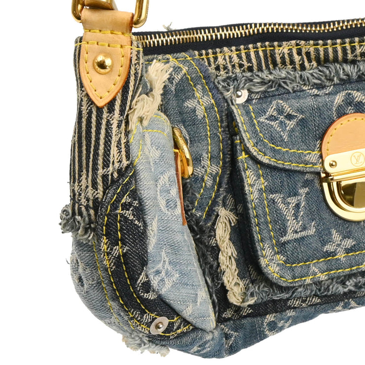 Louis Vuitton 2007 Blue Monogram Denim Patchwork Pouchy Handbag M95382