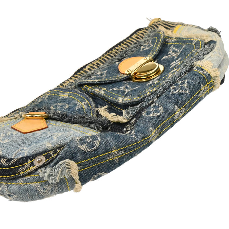 Louis Vuitton 2007 Blue Monogram Denim Patchwork Pouchy Handbag M95382