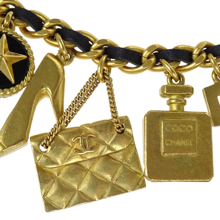 Chanel CC Icon Chain Belt Costume Pearl Gold Black 94A Small Good